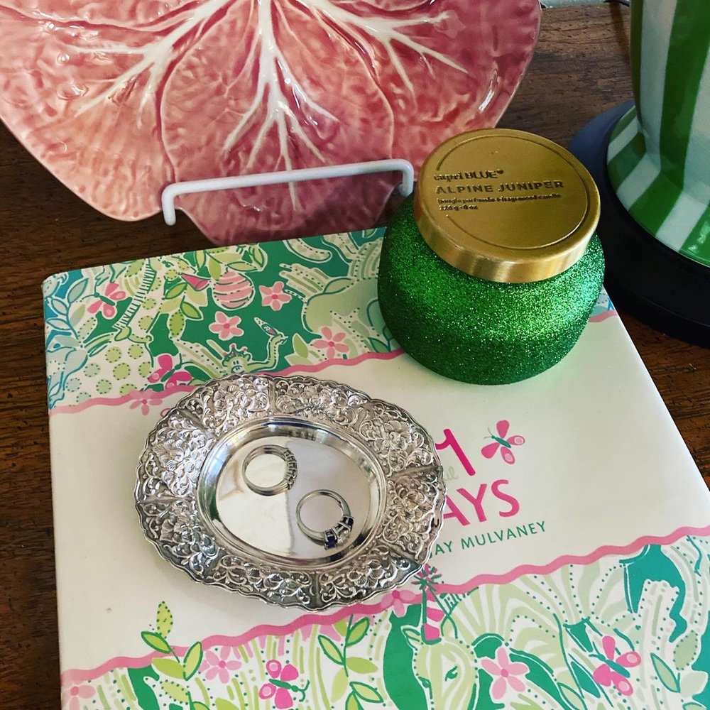 Silver plate vintage  dish bowl trinket ring